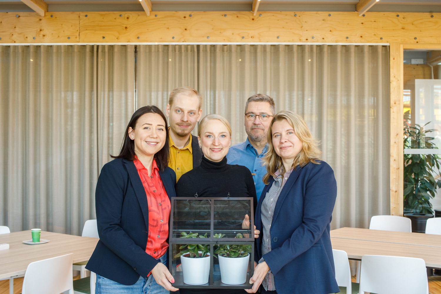 Joint Volare team Sofia Siljama (Cerealia), Tuure Parviainen (Volare), Jarna Hyvönen (Volare), Tapio Lahti (Lantmännen Agro) and Kirsi Vesterinen (Cerealia). Kerstin Sigfridson (Lantmännen Group R&D) missing from the picture